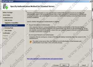 Specify Authencation Method for Terminal Server