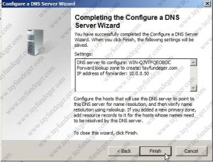 Completing configure a dns server wizard
