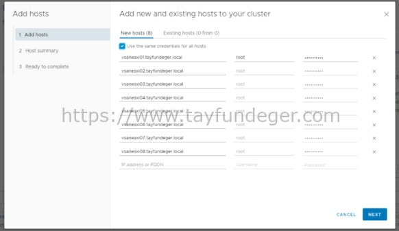 VSAN Add Hosts