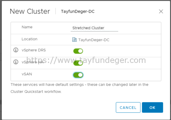 VSAN New Cluster