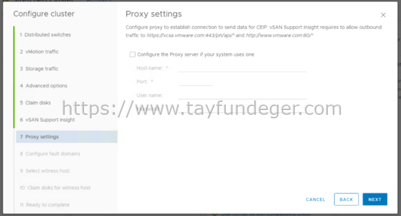 VSAN Proxy Settings