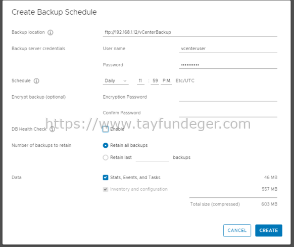 vCenter Server ve Image Backup