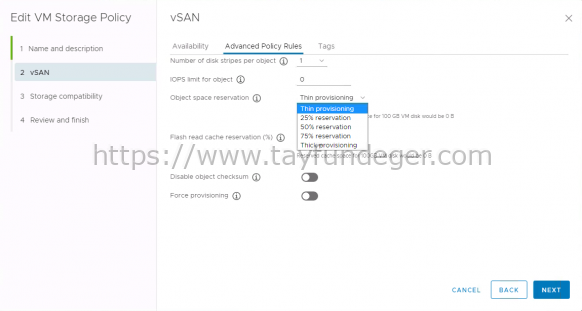 vSAN ve Thick Disk