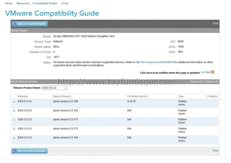 ESXi Network Driver ve Firmware Versiyonu VMware Virtualization Blog