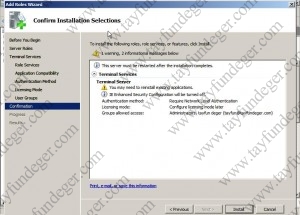 Confirm installation selections