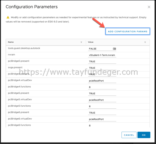 Add Configuration Params