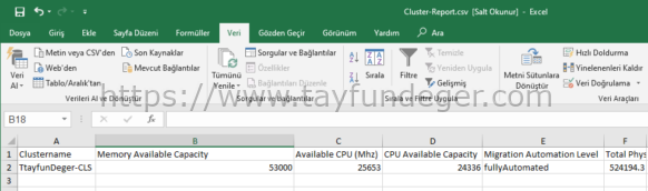 PowerCli ile Cluster Utilization