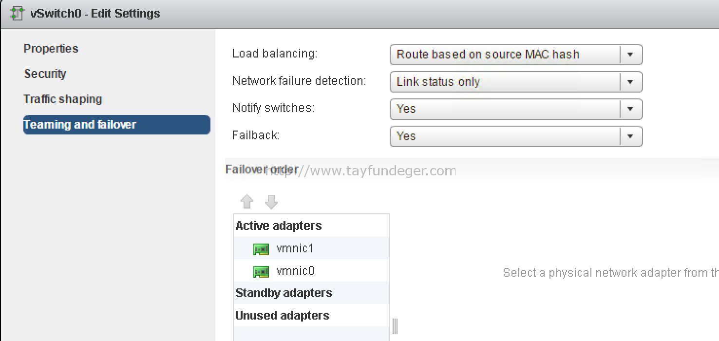 Load properties. VSWITCH properties. "Notify Switches" option in the VSWITCH settings. Switching Teams.