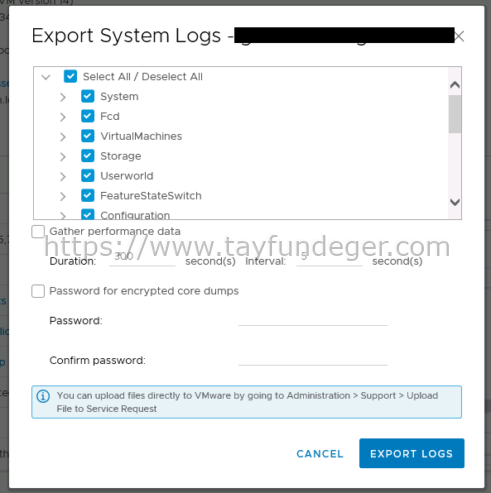 ESXi Support Bundle Nasıl Oluşturulur?