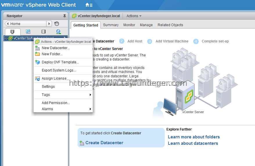 vCenter 6.0 Basics – New Datacenter / Add Host