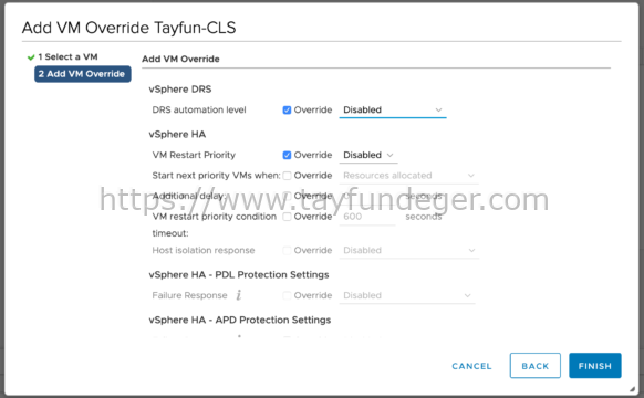 Disable vSphere HA and vSphere DRS